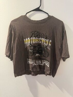 Women’s Brown Motorcycle Graphic Short Sleeve Tee